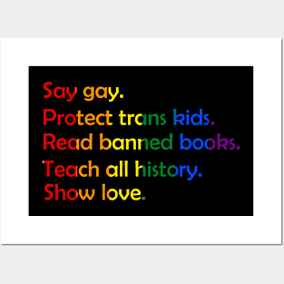 say gay protect trans kids read books Posters and Art